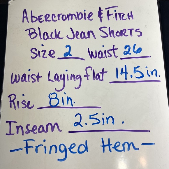 Abercrombie & Fitch Black Fringed Low Rise Denim Shorts. Size. 2 W 26. - Picture 5 of 6